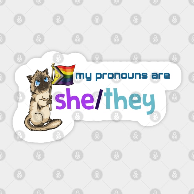 My Pronouns with Chocolate (She/They) Sticker by Crossed Wires